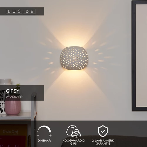 Lucide GIPSY - Wandlamp - 1xG9 - Wit - USP